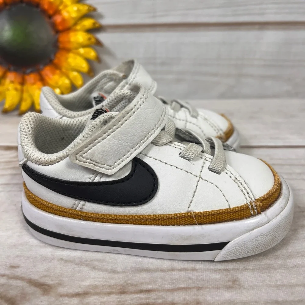 Nike‎ Court Legacy Toddler Sneakers White Black Shoes Tennis Kids 4C